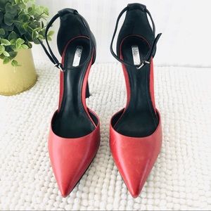 Schutz pumps color block red and black leather 9 B